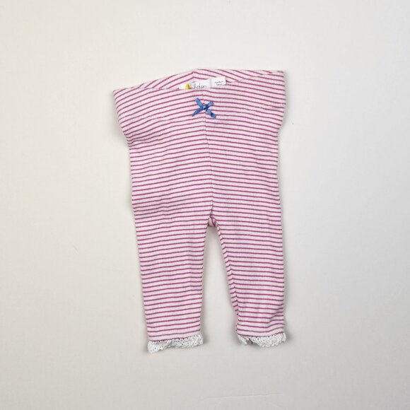 Baby Boden Other - Baby Boden Soft Ribbed Lace Trim Leggings White Pink Stripe sz Newborn